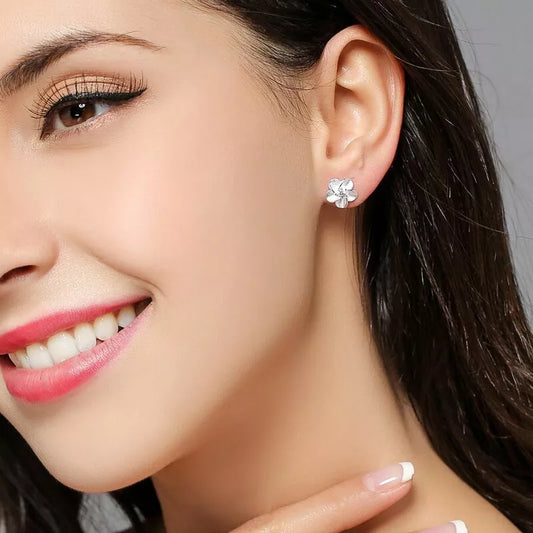 925 Sterling Silver Flower Crystal Stud Earrings