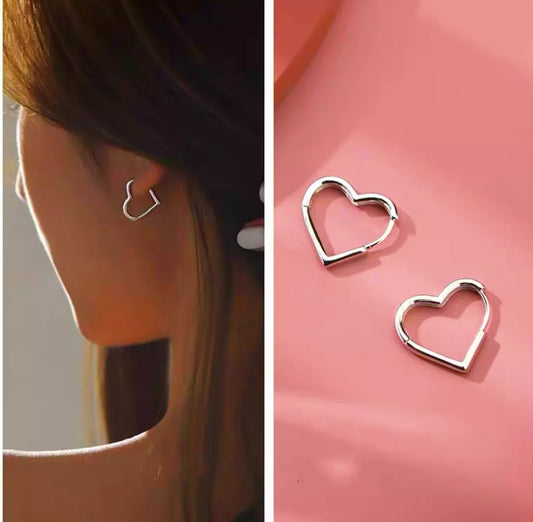 Hinged Hoop Heart 925 Sterling Silver Earrings