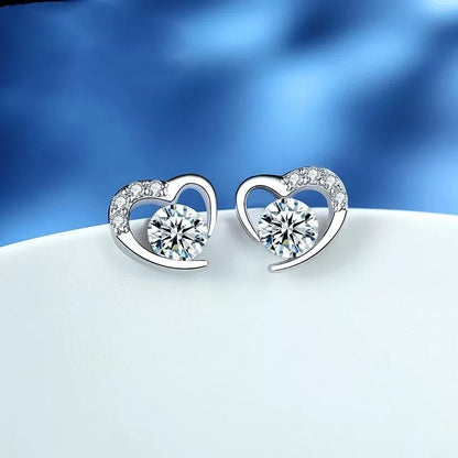 Heart Swirl Crystal Stone Stud Earrings