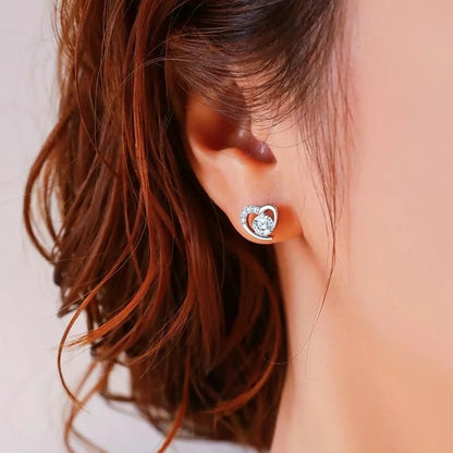 Heart Swirl Crystal Stone Stud Earrings