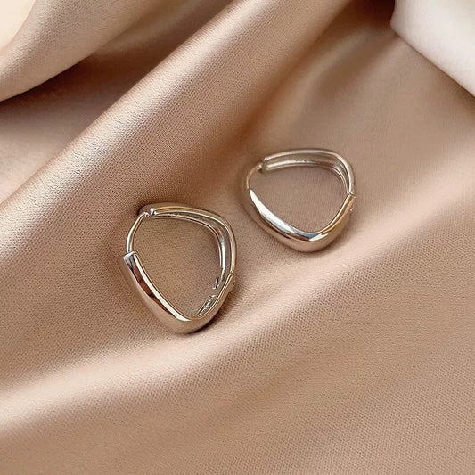 925 Sterling Silver Triangle Elegant Huggie Hoop Earrings