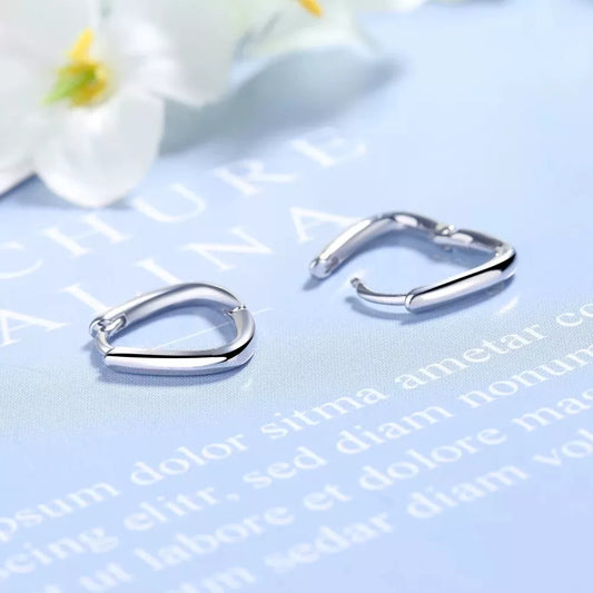 925 Sterling Silver Triangle Elegant Huggie Hoop Earrings