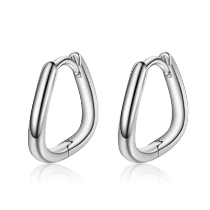 925 Sterling Silver Triangle Elegant Huggie Hoop Earrings