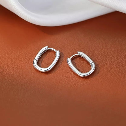 925 Sterling Silver Oval Hinged Hoop Earring