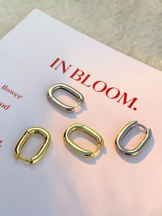 925 Sterling Silver Oval Hinged Hoop Earring