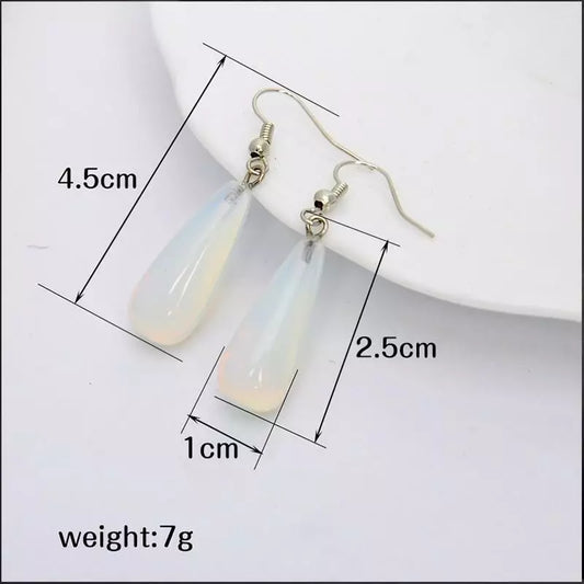 Pink, White, and Green Moonstone Opal Drop Earrings