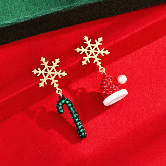 Snowflake Crystal Stud Xmas Earrings for Women & Girls