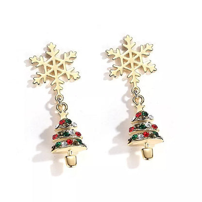 Snowflake Crystal Stud Xmas Earrings for Women & Girls