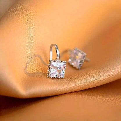 925 Sterling Silver Square Stone Drop Hook Earrings