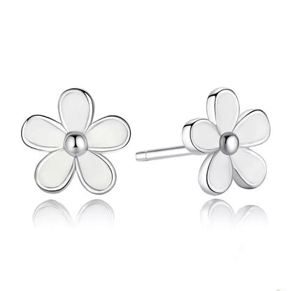 925 Sterling Silver Flower Stud Earrings – 8mm Petite Floral Jewellery for Women Gift-Ready with Free Pouch