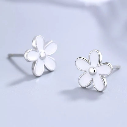 925 Sterling Silver Flower Stud Earrings – 8mm Petite Floral Jewellery for Women Gift-Ready with Free Pouch