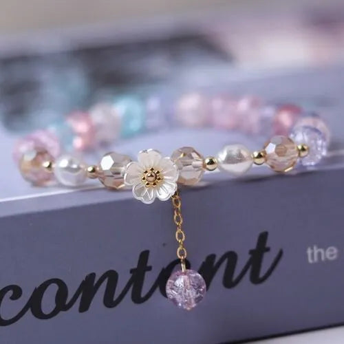 Friendship Daisy Beaded Charm Bracelet | Floral Charms Beaded Jewellery