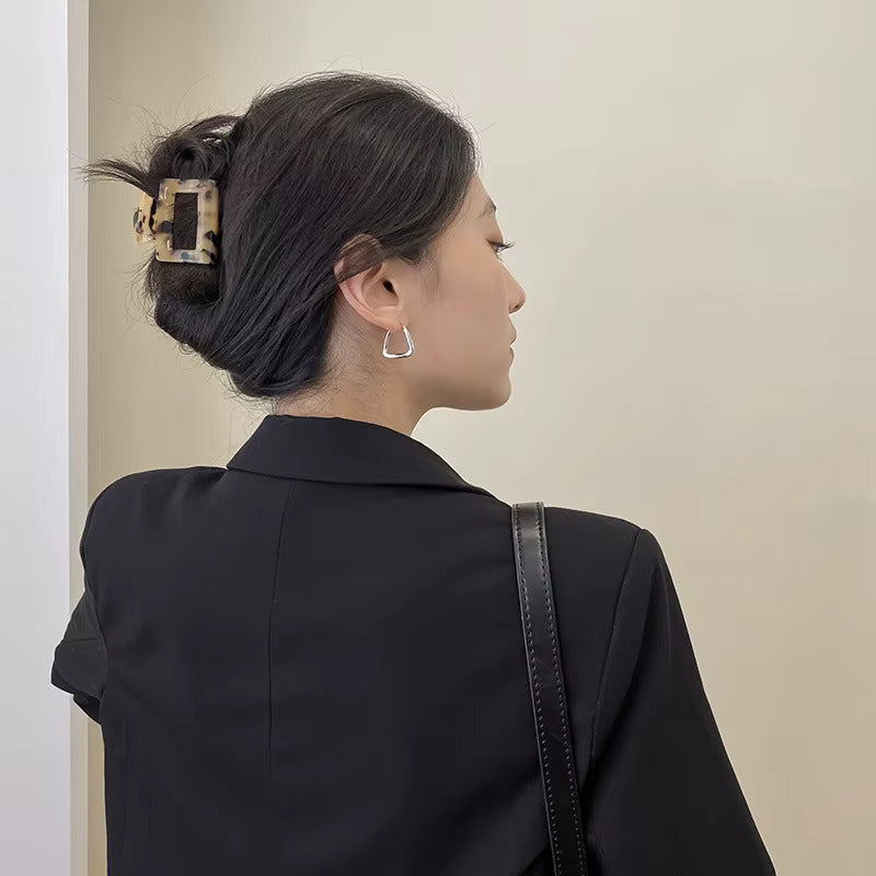 Geometric Twisted Square Hoop Earrings for Women