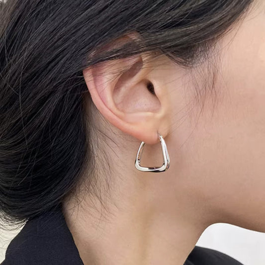 Geometric Twisted Square Hoop Earrings for Women