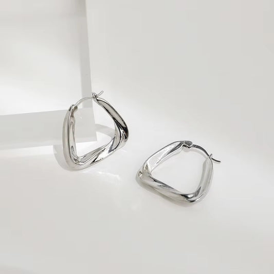Geometric Twisted Square Hoop Earrings for Women