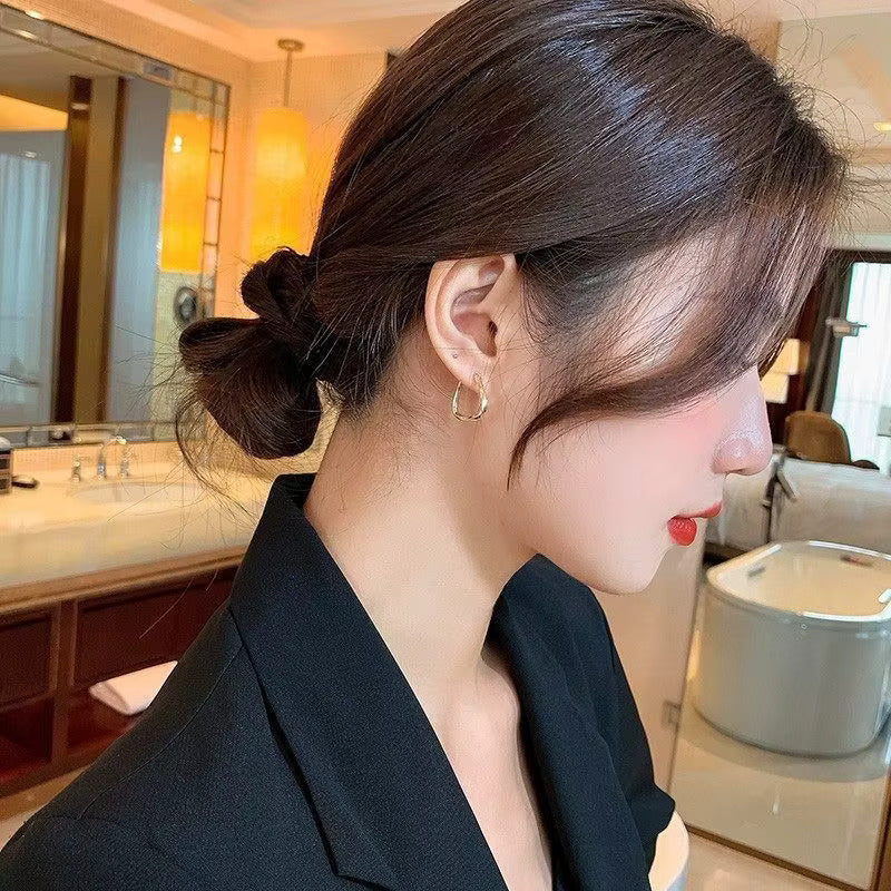 Geometric Twisted Square Hoop Earrings for Women