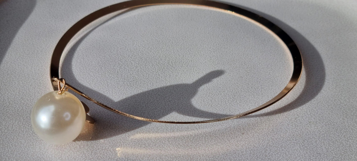 Gold Plated Imitation Pearl Metal Collar Choker Necklace