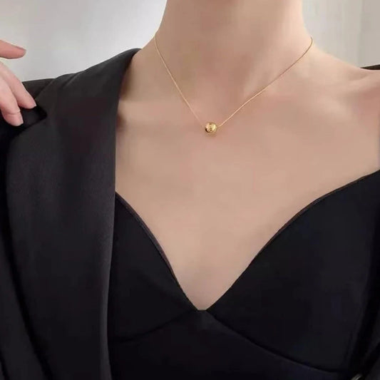 Gold Plated Plain Ball Charm Snake Chain Pendant Necklace