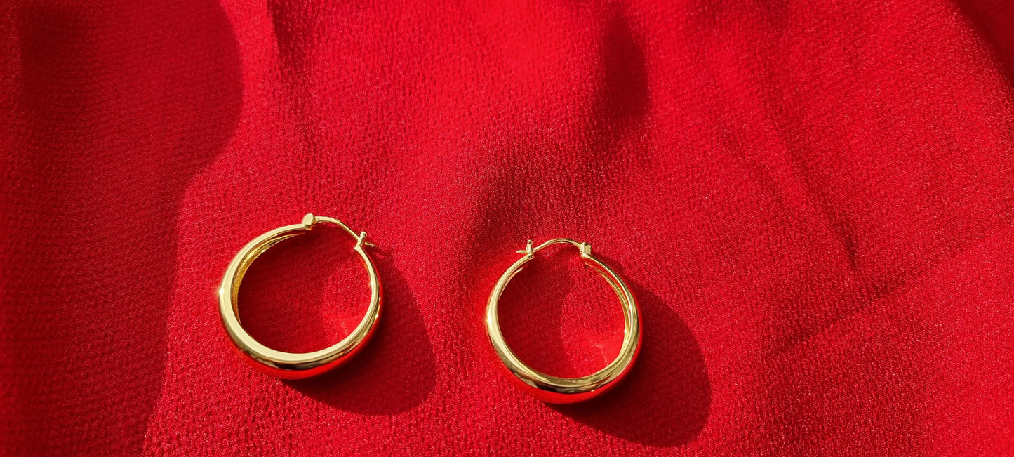 Gold Plated Round Circle Hoop Earrings