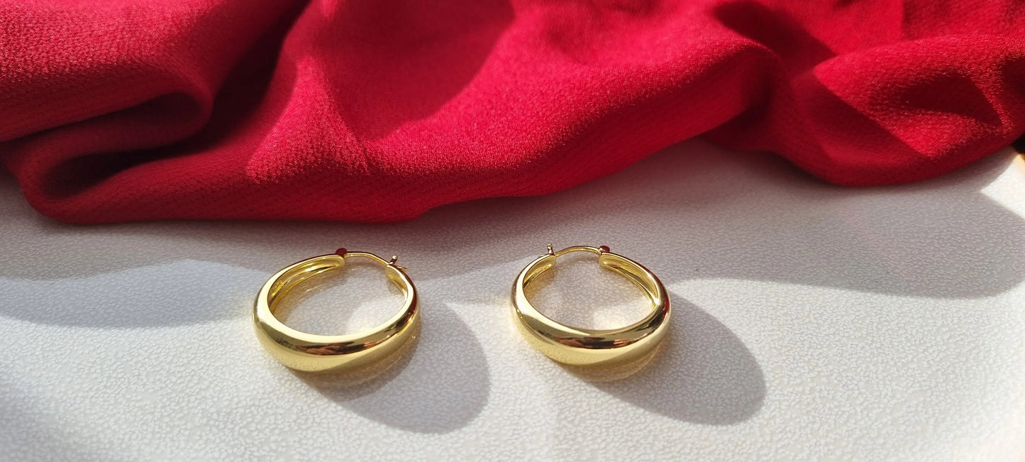 Gold Plated Round Circle Hoop Earrings