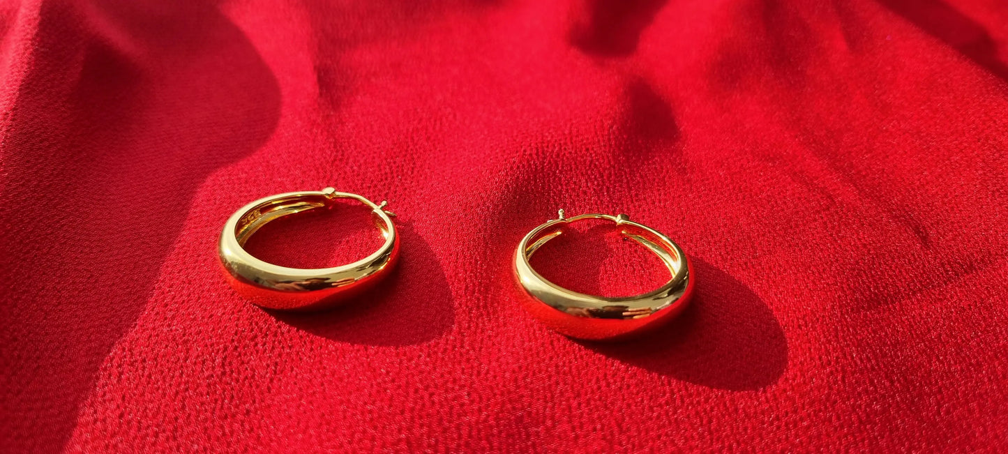 Gold Plated Round Circle Hoop Earrings