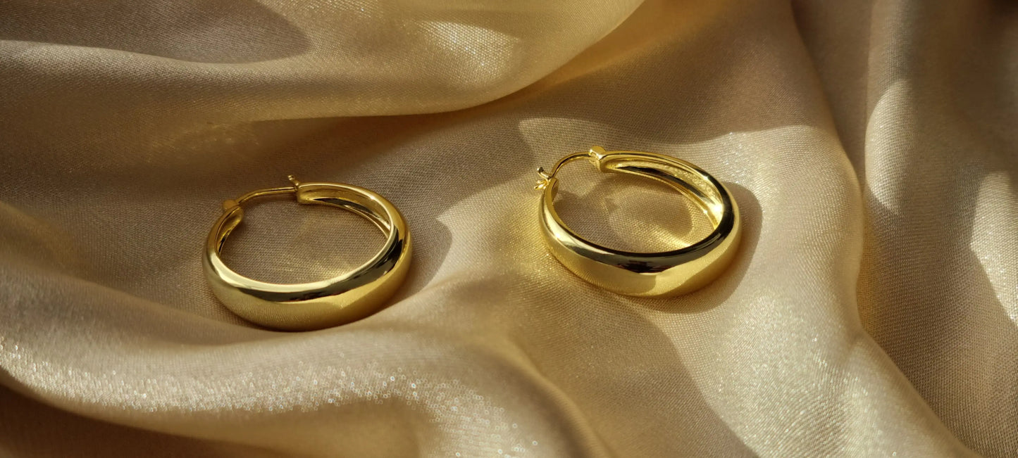 Gold Plated Round Circle Hoop Earrings