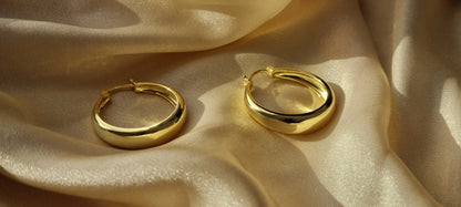 Gold Plated Round Circle Hoop Earrings