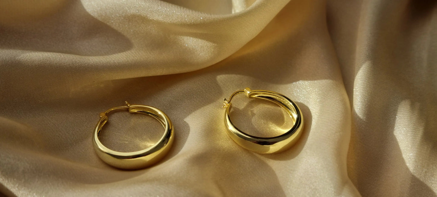 Gold Plated Round Circle Hoop Earrings