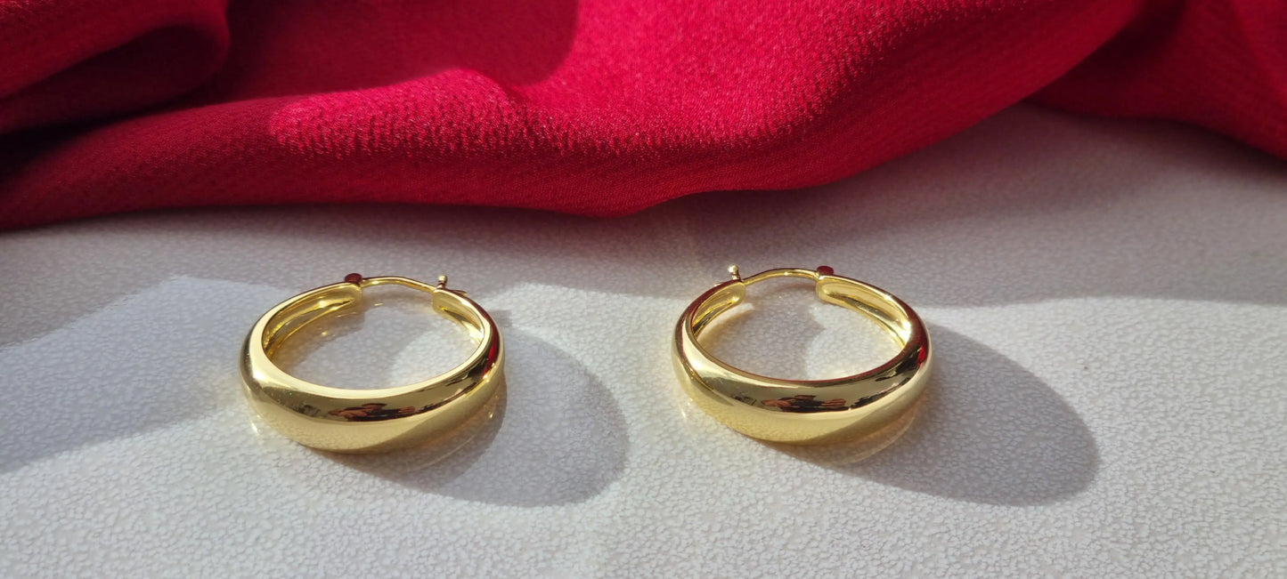 Gold Plated Round Circle Hoop Earrings