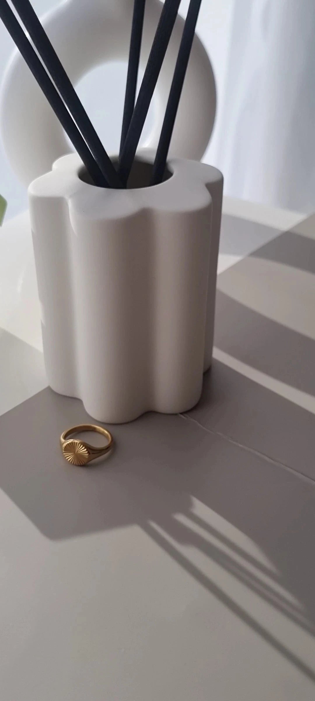 Gold Plated Stainless Steel Women's Ring with Geometric Wave Pattern – Size 6