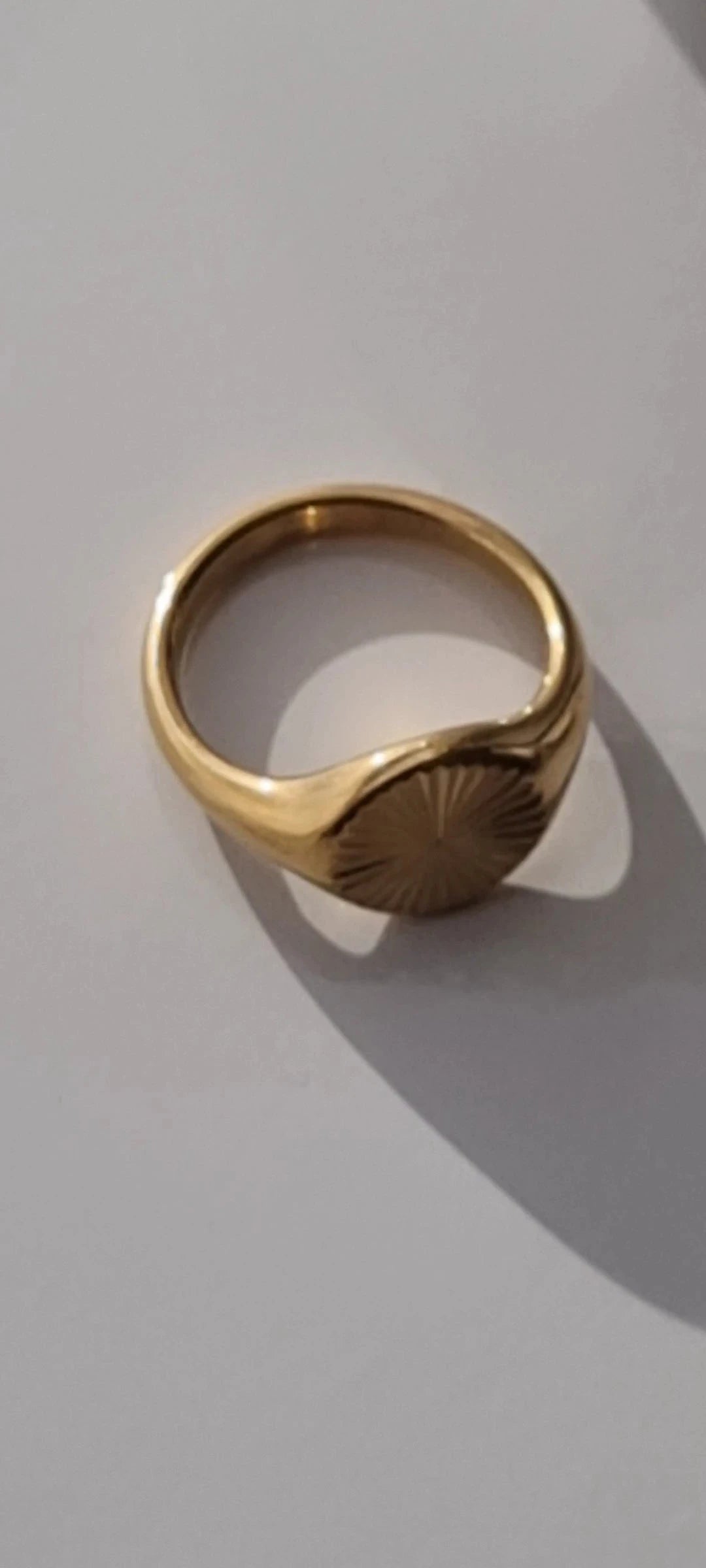 Gold Plated Stainless Steel Women's Ring with Geometric Wave Pattern – Size 6