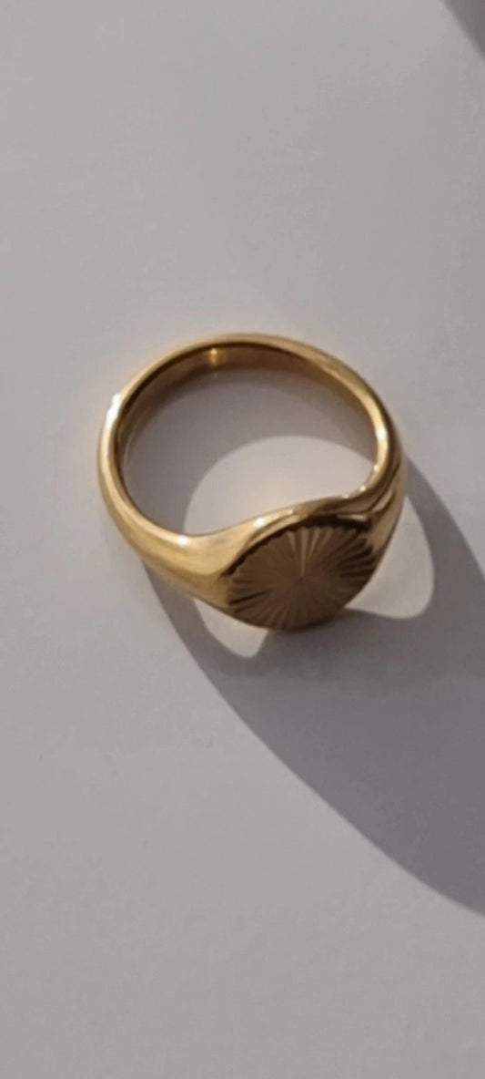 Gold Plated Stainless Steel Women's Ring with Geometric Wave Pattern – Size 6