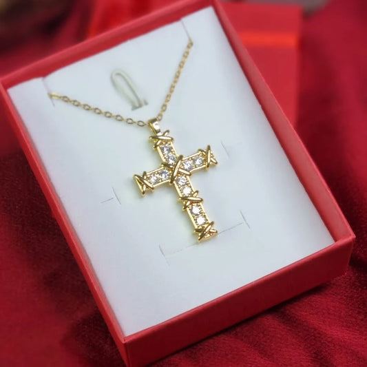 Gold Silver Cross Necklace for Women
