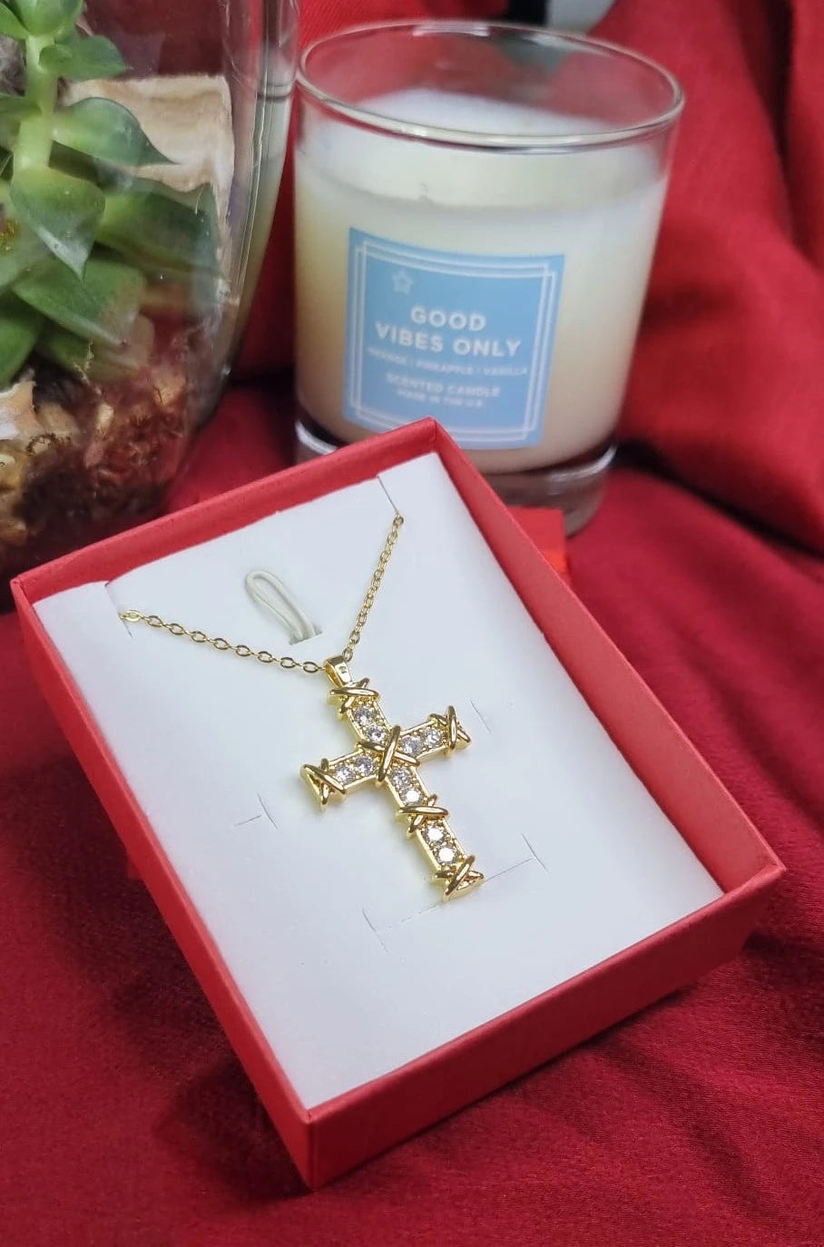 Zircon Cross Necklace for Women