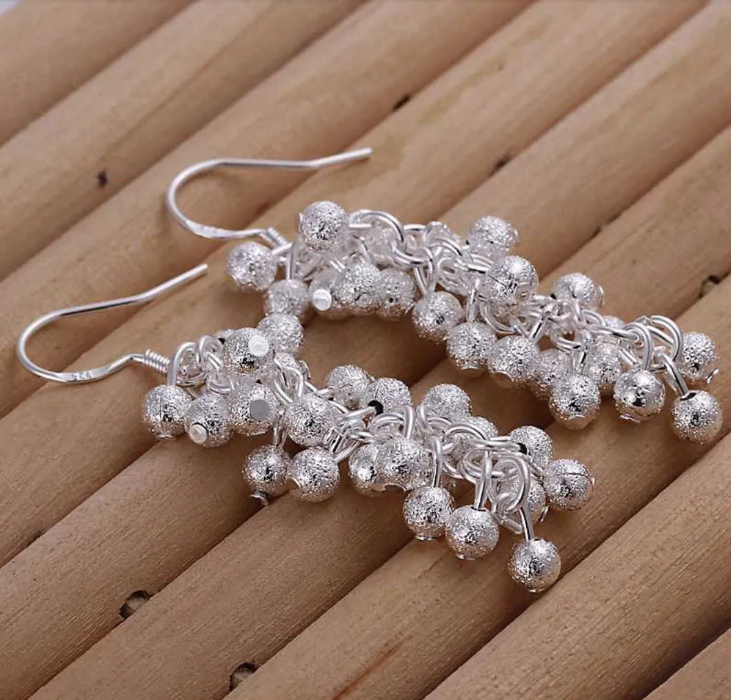 Grapes Dangle Cluster Earrings | 925 Sterling Silver Grape Earrings | Ladies Drop Earrings Gift
