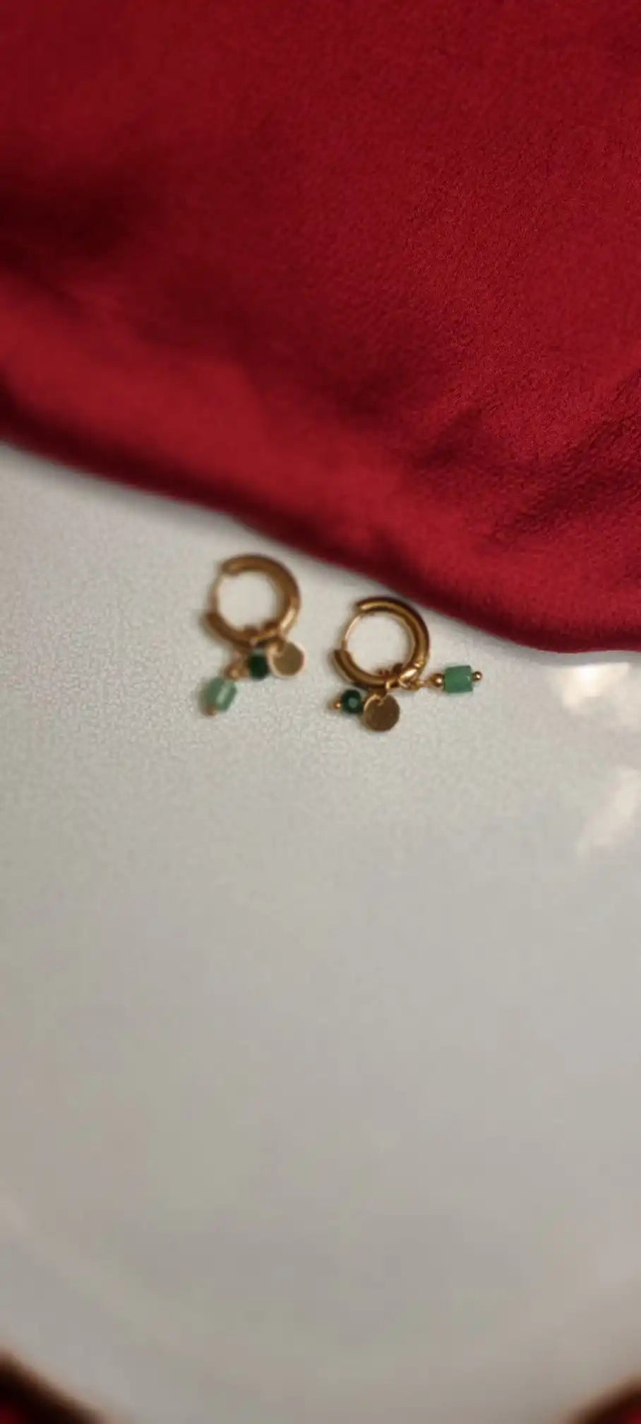 Green Aventurine Natural Stone Hoop Earrings for Women