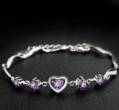 925 Sterling Silver Heart Charm Bracelet – Hallmarked Gift for Women & Girls Love Jewellery UK
