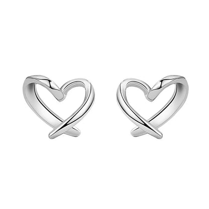 925 Sterling Silver Hollow Heart Stud Earrings – Delicate 8mm Jewellery for Women & Girls  Gift Pouch Included  UK Hallmarked