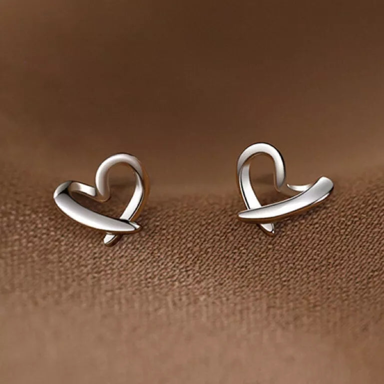 925 Sterling Silver Hollow Heart Stud Earrings – Delicate 8mm Jewellery for Women & Girls  Gift Pouch Included  UK Hallmarked