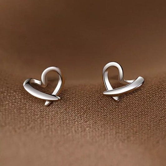 925 Sterling Silver Hollow Heart Stud Earrings – Delicate 8mm Jewellery for Women & Girls  Gift Pouch Included  UK Hallmarked