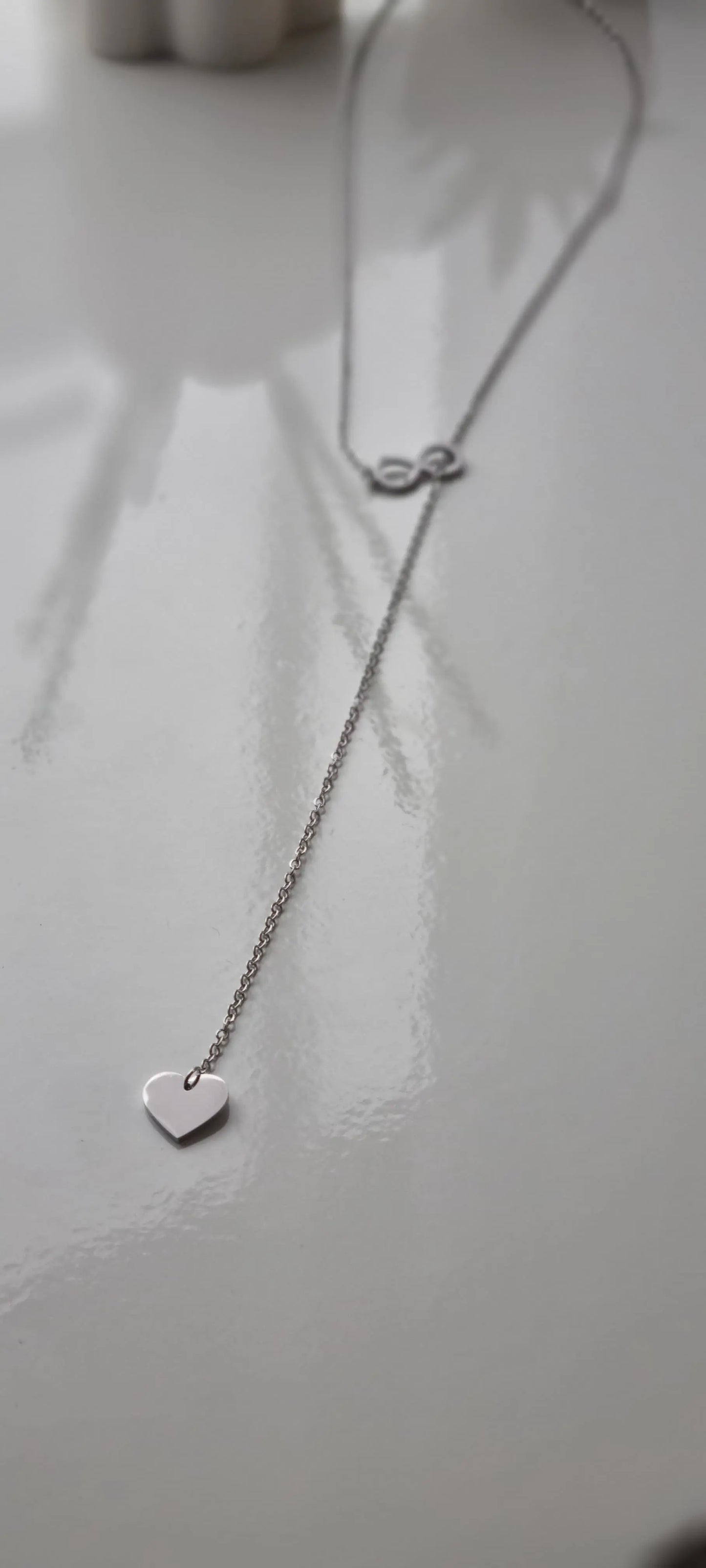 925 Sterling Silver Sparkling Heart Infinity Necklace