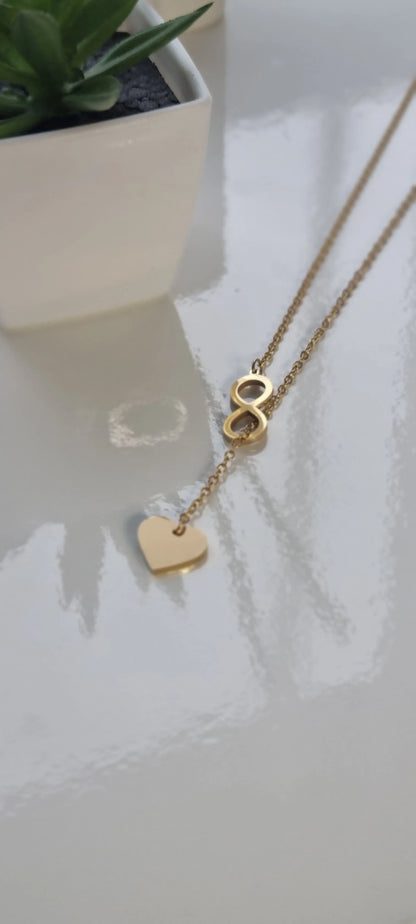 925 Sterling Silver Sparkling Heart Infinity Necklace