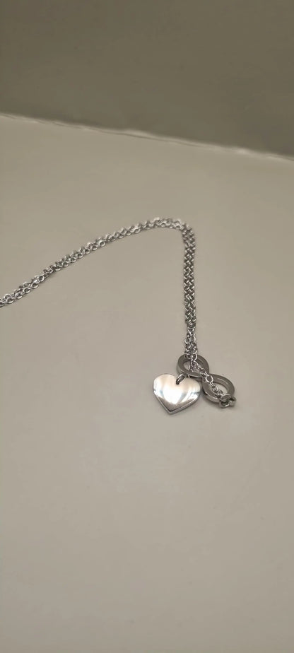 925 Sterling Silver Sparkling Heart Infinity Necklace