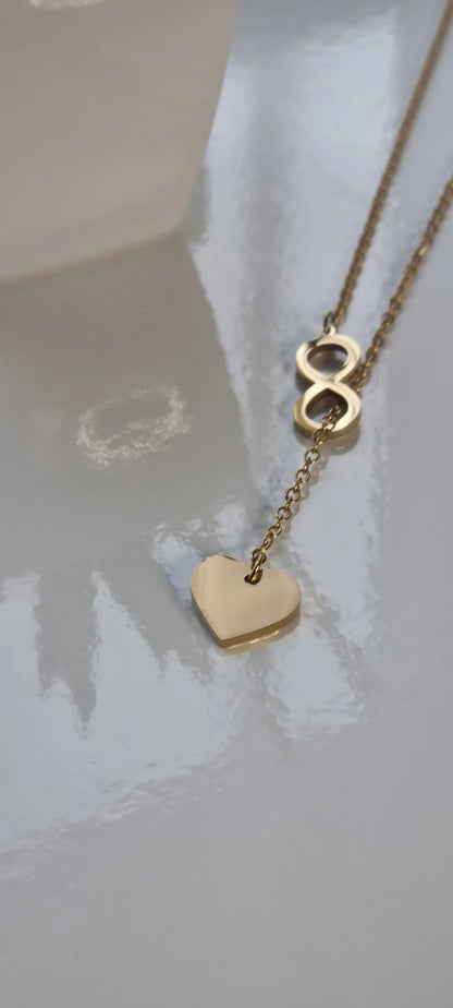 925 Sterling Silver Sparkling Heart Infinity Necklace