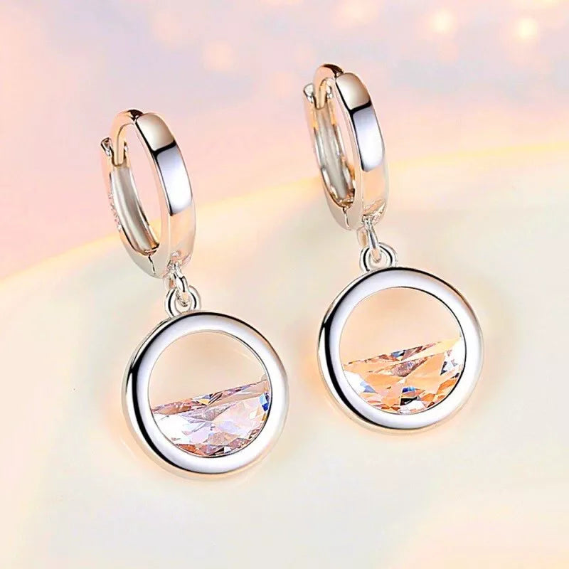Lake Circle Drop Hoop & Dangle Hook Earring and Necklace Set