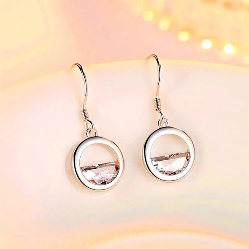 Lake Circle Drop Hoop & Dangle Hook Earring and Necklace Set