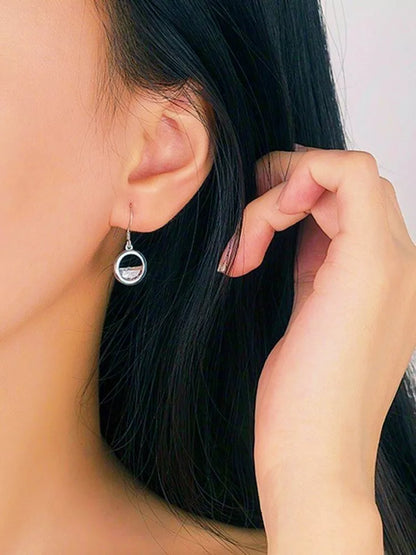 Lake Circle Drop Hoop & Dangle Hook Earring and Necklace Set