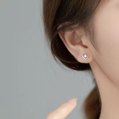Lovely Heart Pearl Stud Earrings for Women - 925 Sterling Silver Jewellery Gift