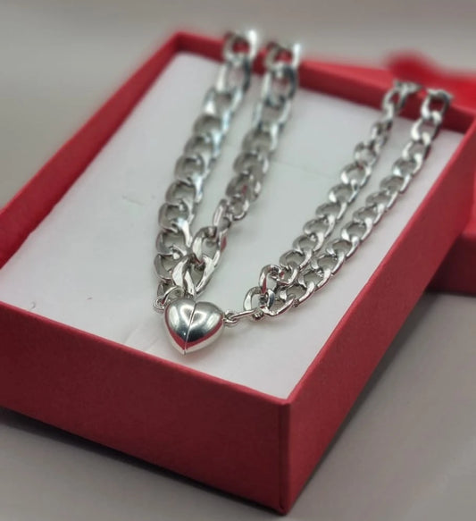Magnetic Heart Couple Bracelet Set | Stainless Steel Mutual Attraction | Valentine's Gift for Her