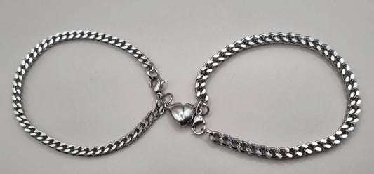 Magnetic Heart Couple Bracelet Set | Stainless Steel Mutual Attraction | Valentine's Gift for Her